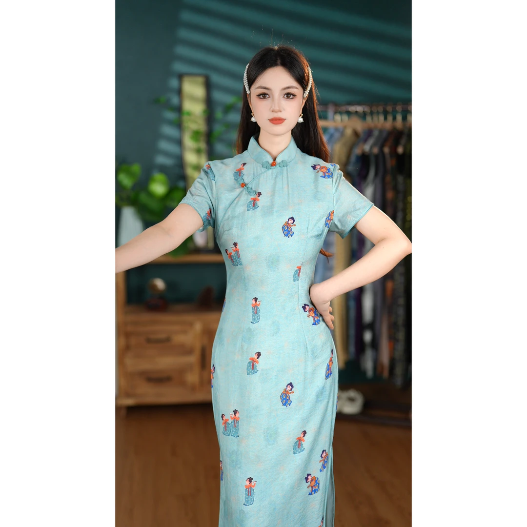 2025春夏季新款新中式女装气质清冷高级国风改良旗袍裙