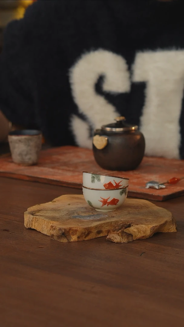 包铜鱼藻对杯2只款