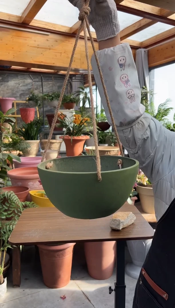 25*12/墨绿色石花纹吊盆