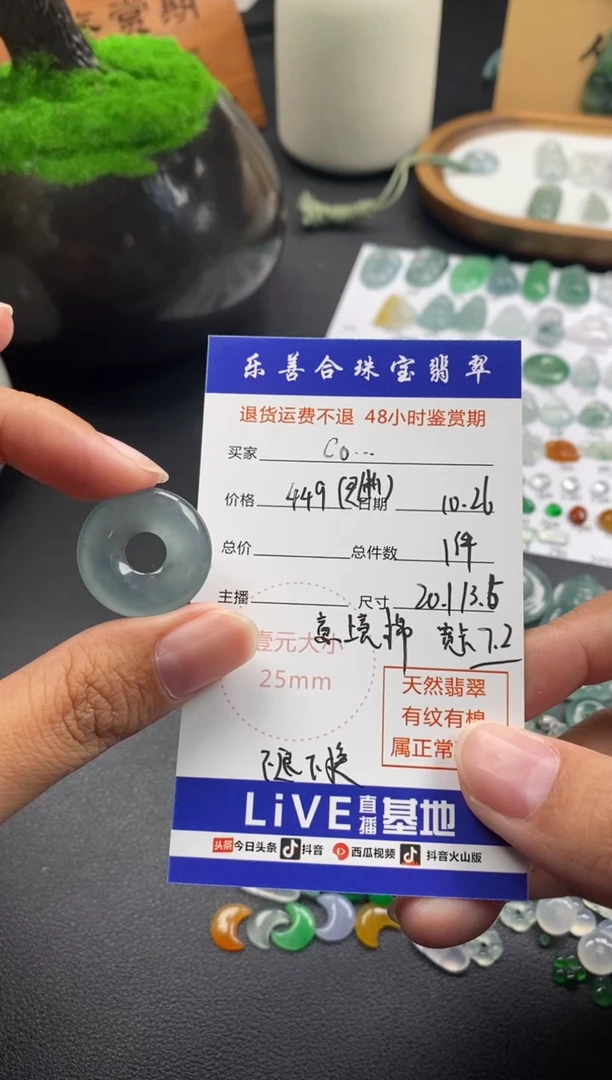 颈饰未镶嵌翡翠c**o冰种甜甜圈