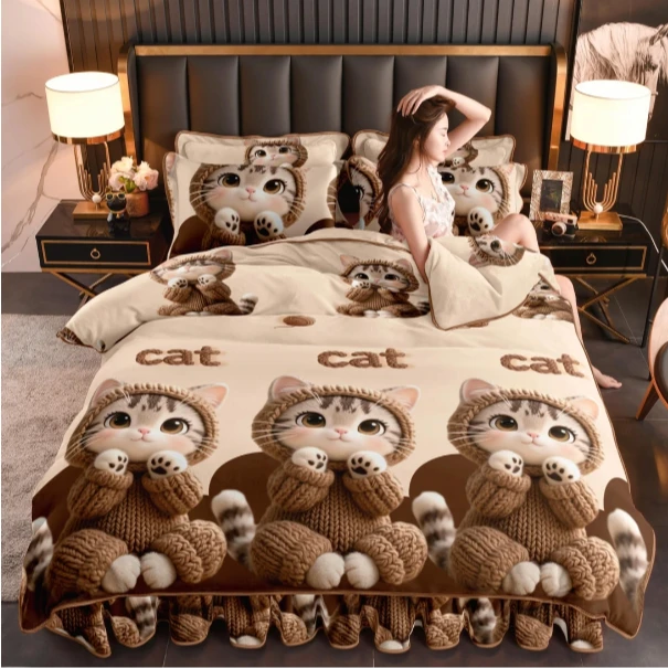 专属冬季牛奶绒加厚四件套双面绒法莱绒床上用品抗静电亲肤柔软锁