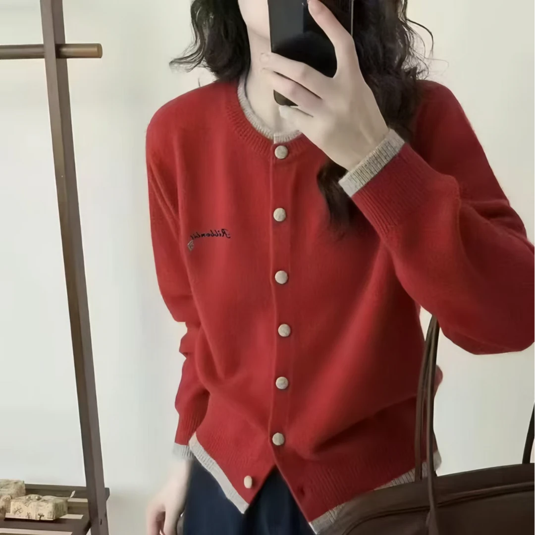 大码女装韩系毛衣外套春季新款气质宽松圆领针织开衫上衣1180