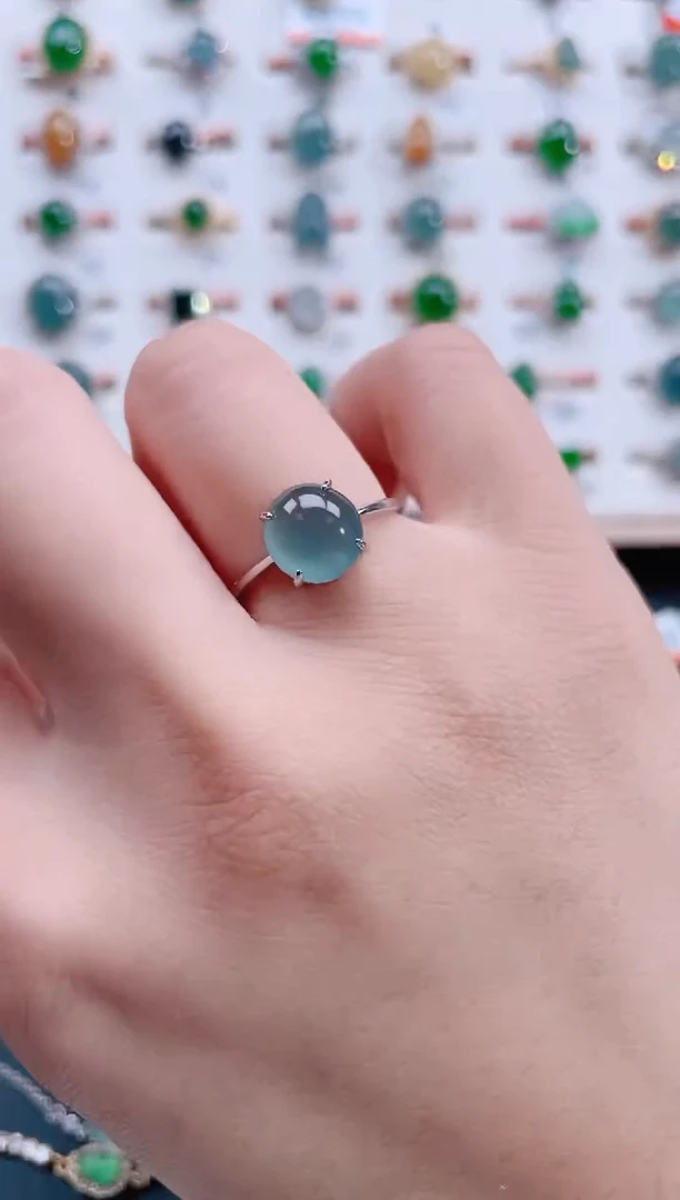 银S925镶嵌戒指翡翠天然翡翠