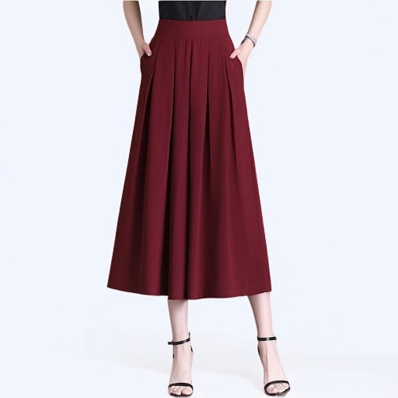 七分裤阔腿休闲裤夏季高腰口袋裙裤女装宽松百搭中长款时尚显瘦黑