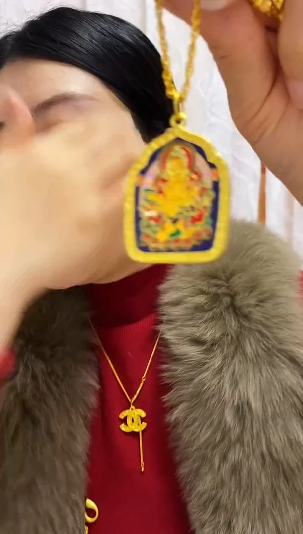 合金无033珐琅彩黄财神吊坠