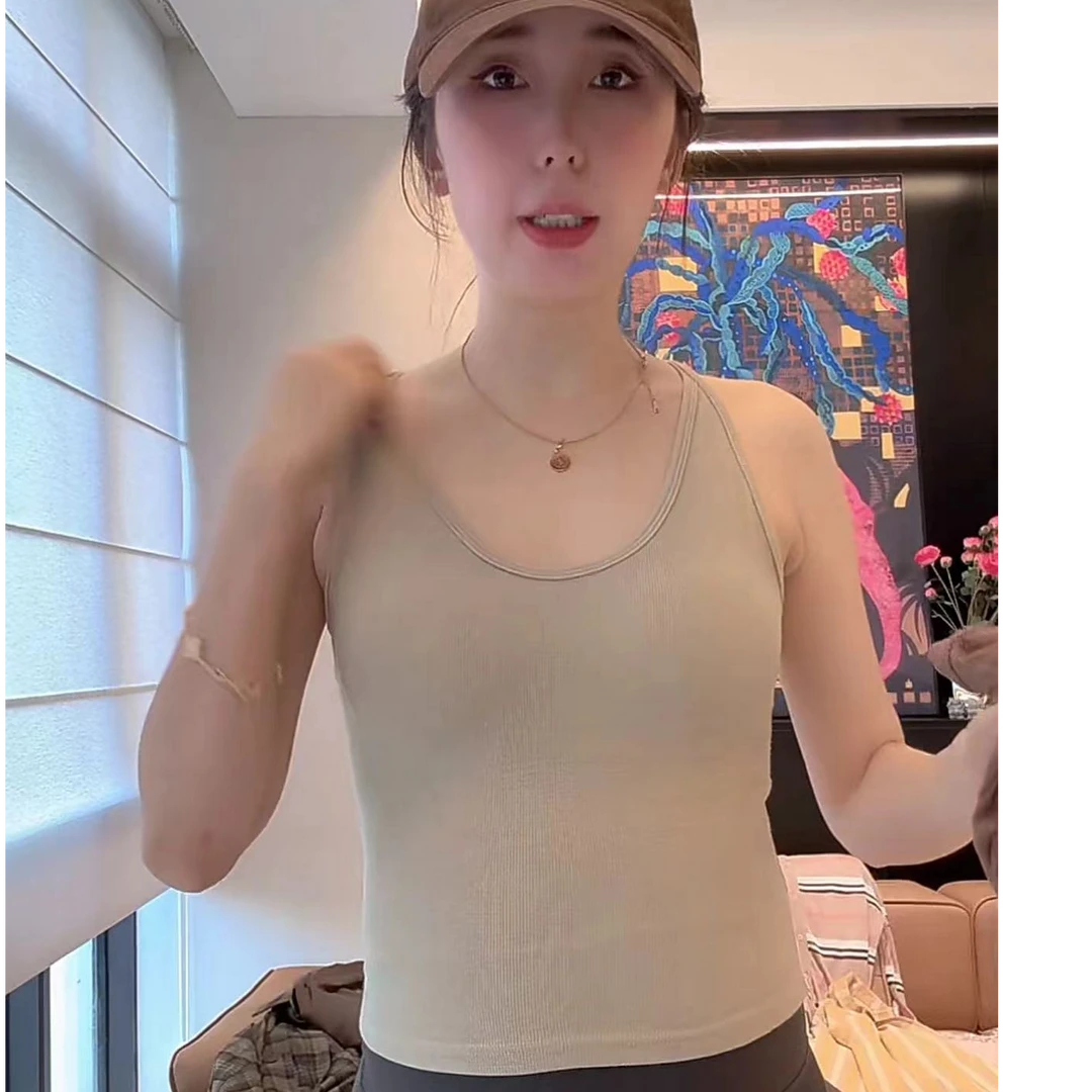 徐靖靖【百搭美背】洋气后背镂空蕾丝内衣带胸垫吊带打底女2508096