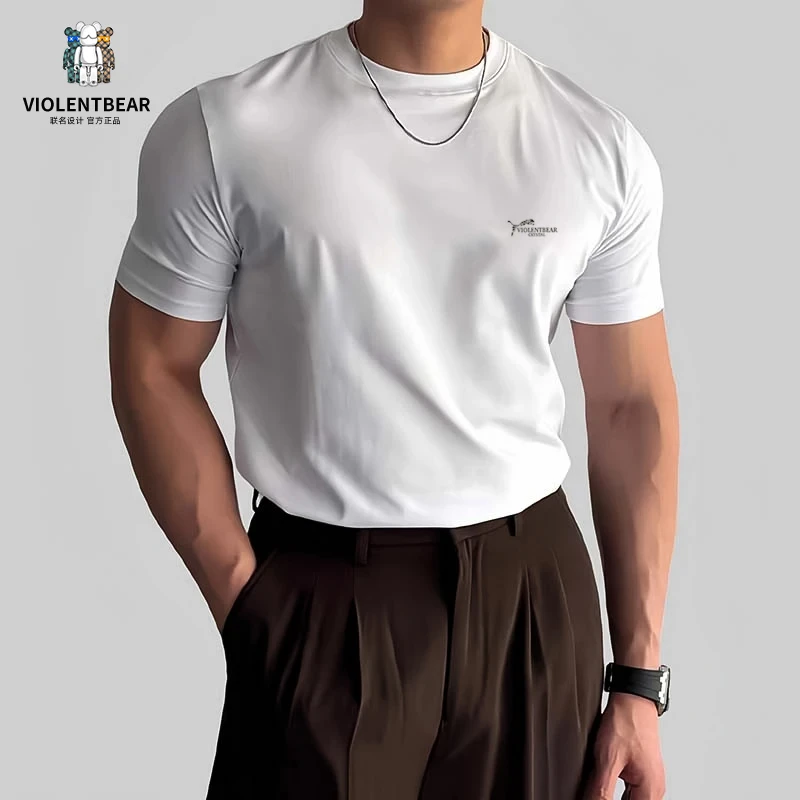 暴力熊纯棉短袖休闲T恤夏季男士新款休闲装设计师男装高级感百搭