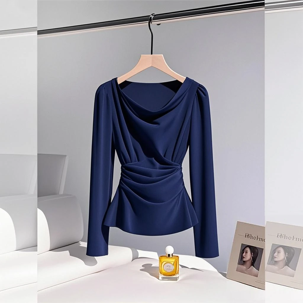 2025秋季新款清冷系衣服女贵气轻奢显瘦长袖衬衫洋气别致小衫爆款