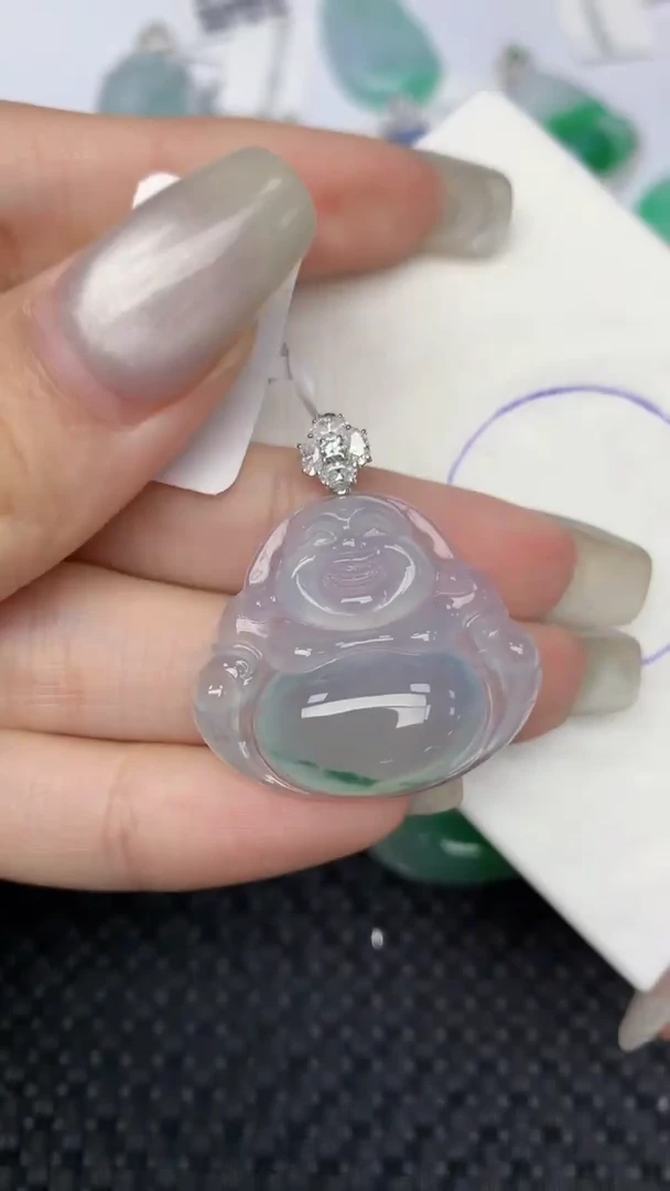 颈饰18K金镶嵌翡翠天然缅甸翡翠a货百元以上9元证书费自理