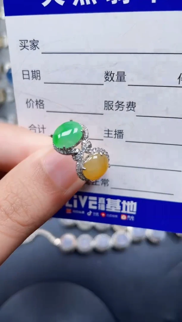 银S925镶嵌戒指翡翠224