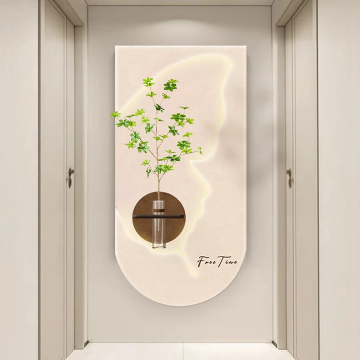 DE-058奶油风水培绿植玄关装饰画入户正对门走廊尽头立体捡漏2