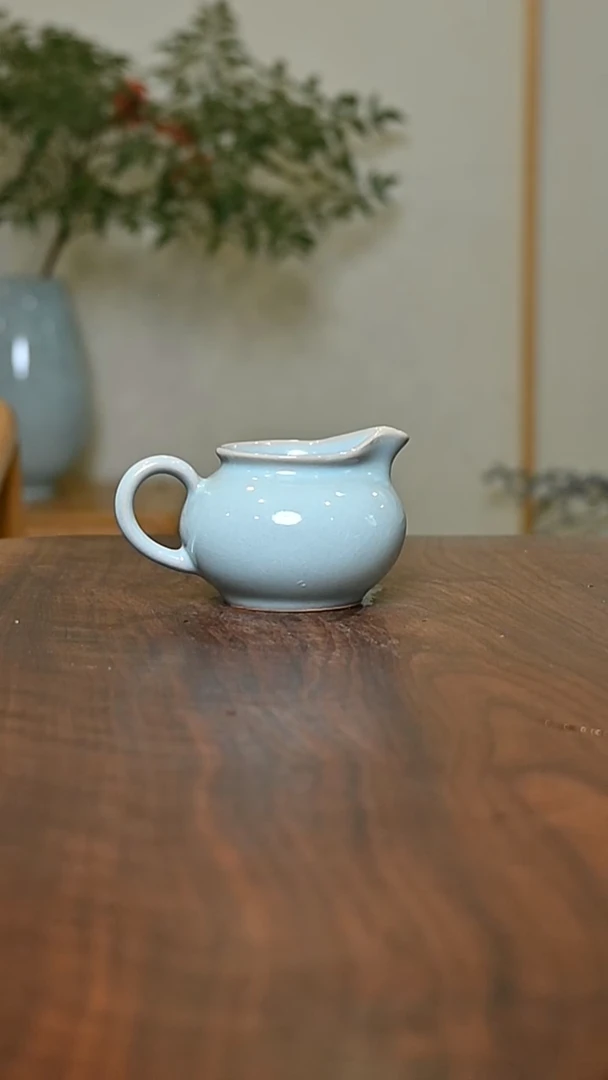 圆公道 天青 微瑕 朱家汝窑款