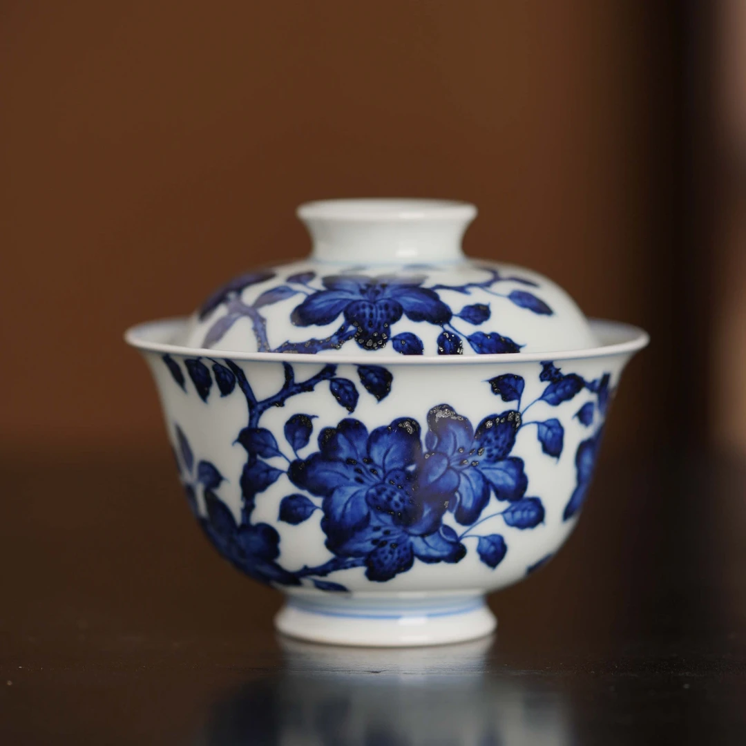 观山见物 杜鹃花元宝盖碗 手感饱满 出汤流畅 画片细腻雅致纯手工