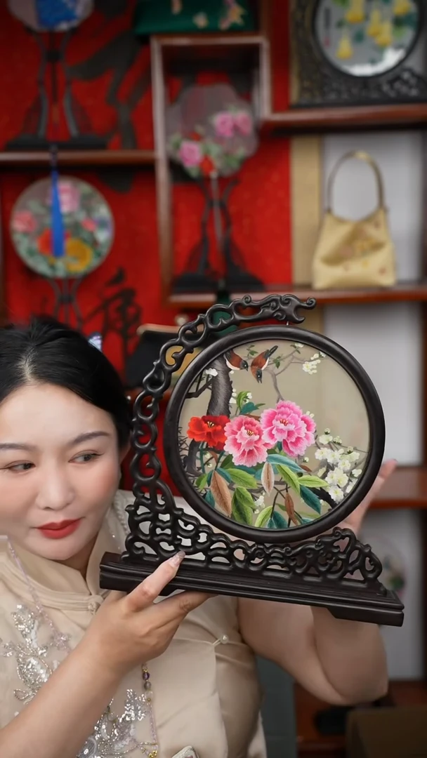 刺绣摆件绣花双面