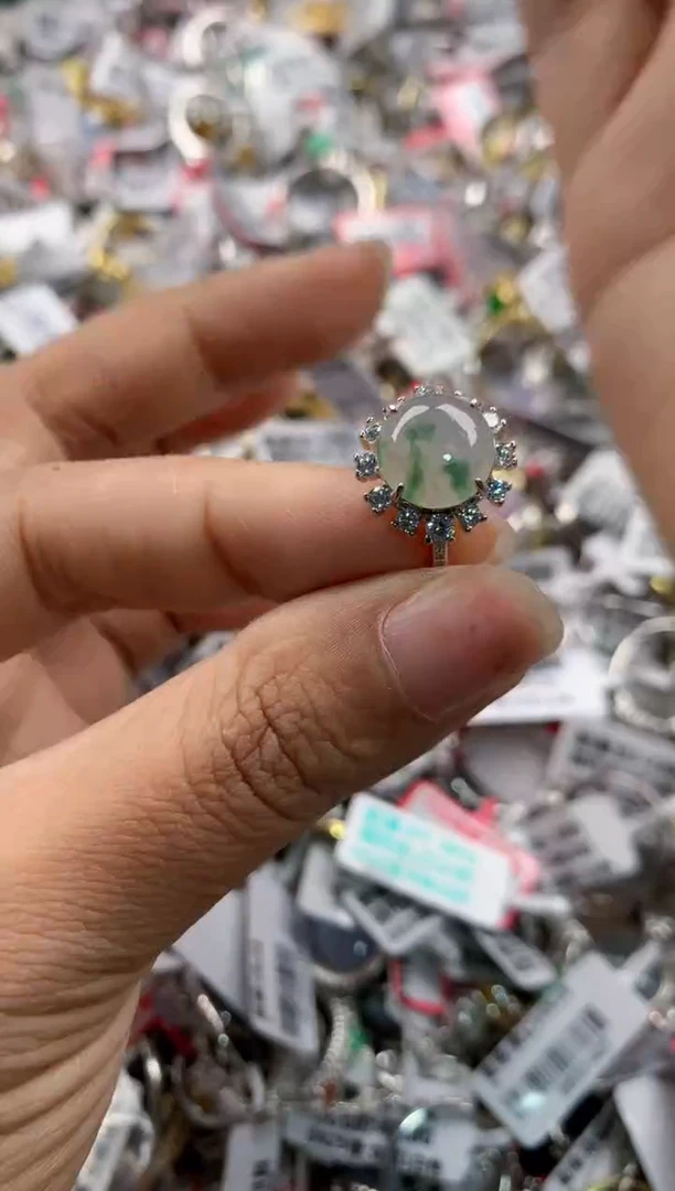 银S925镶嵌戒指翡翠333---2