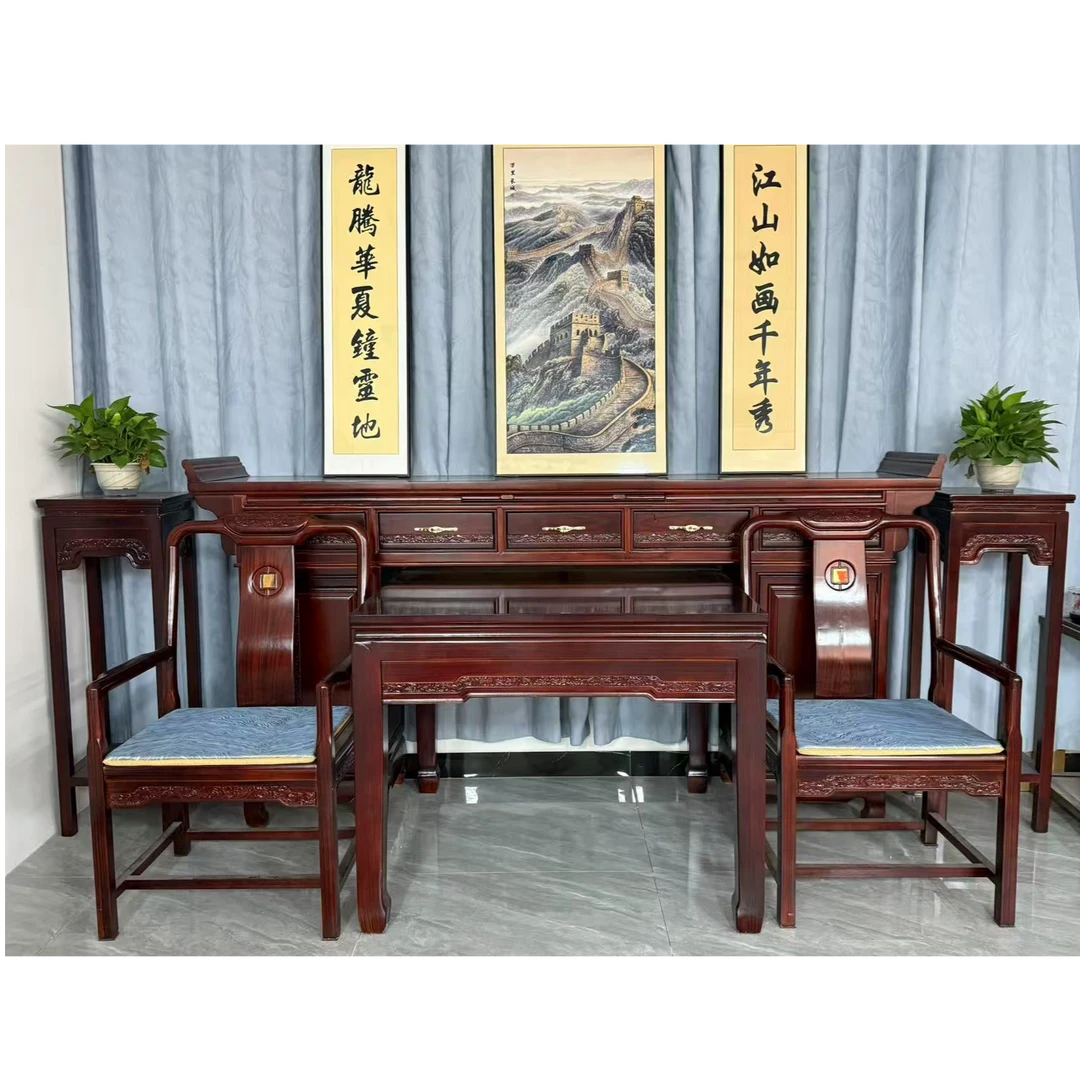 农村新中式中堂六件套榫卯结构