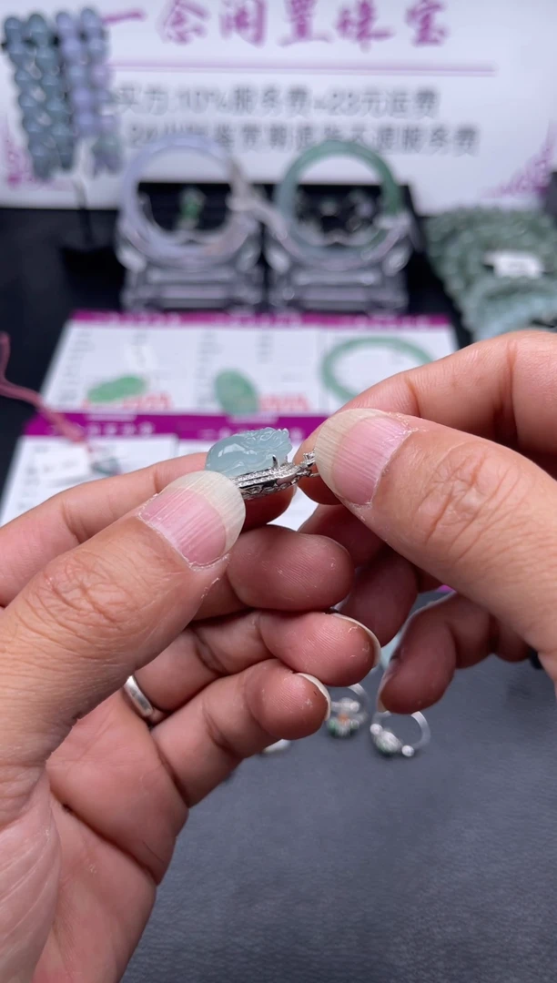 【闪购商品】翡翠颈饰银S925镶嵌貔貅吊坠