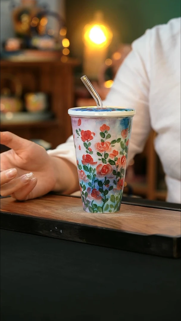 杯手绘心瓷陶瓷浮力