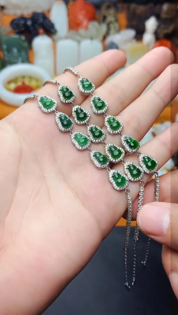 【闪购商品】翡翠手链银S925镶嵌葫芦多样性拍一发一01