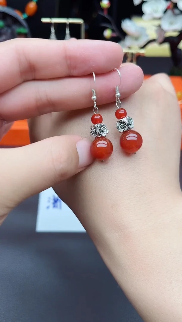 玛瑙/玉髓耳饰银S925镶嵌422000