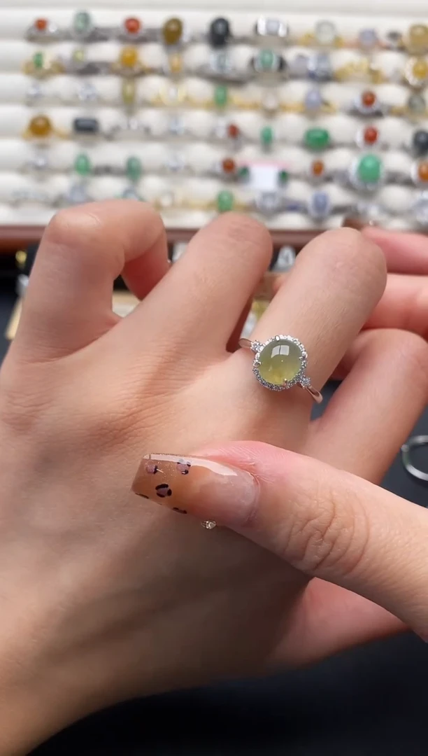 银S925镶嵌戒指翡翠22222+1