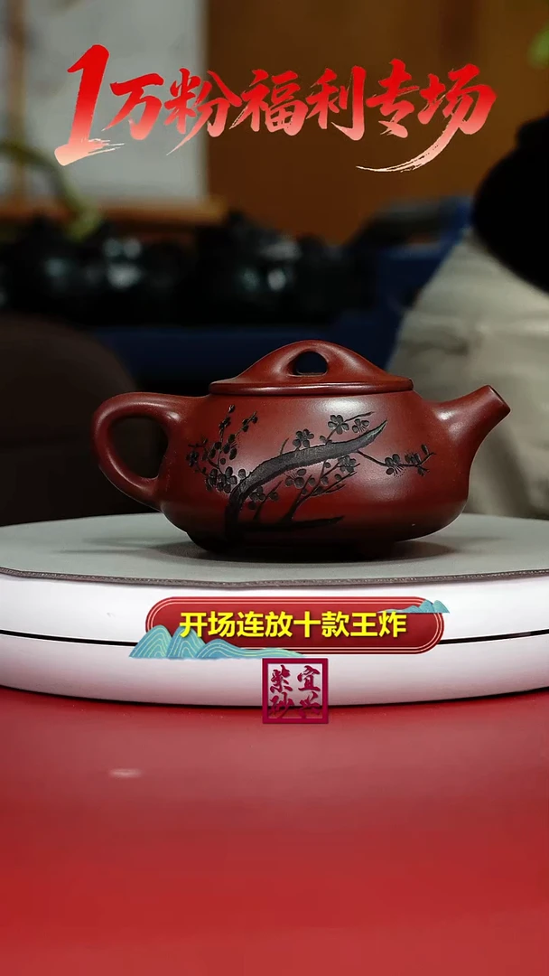 茶壶紫砂蒋静明龙血砂梅花景舟石瓢300CC