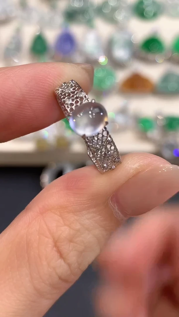 18K金镶嵌戒指翡翠a48