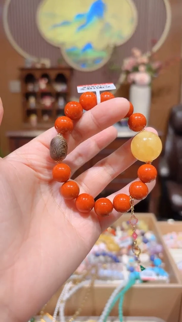 【闪购商品】南红玛瑙手串18K金镶嵌设计款珠串11.9