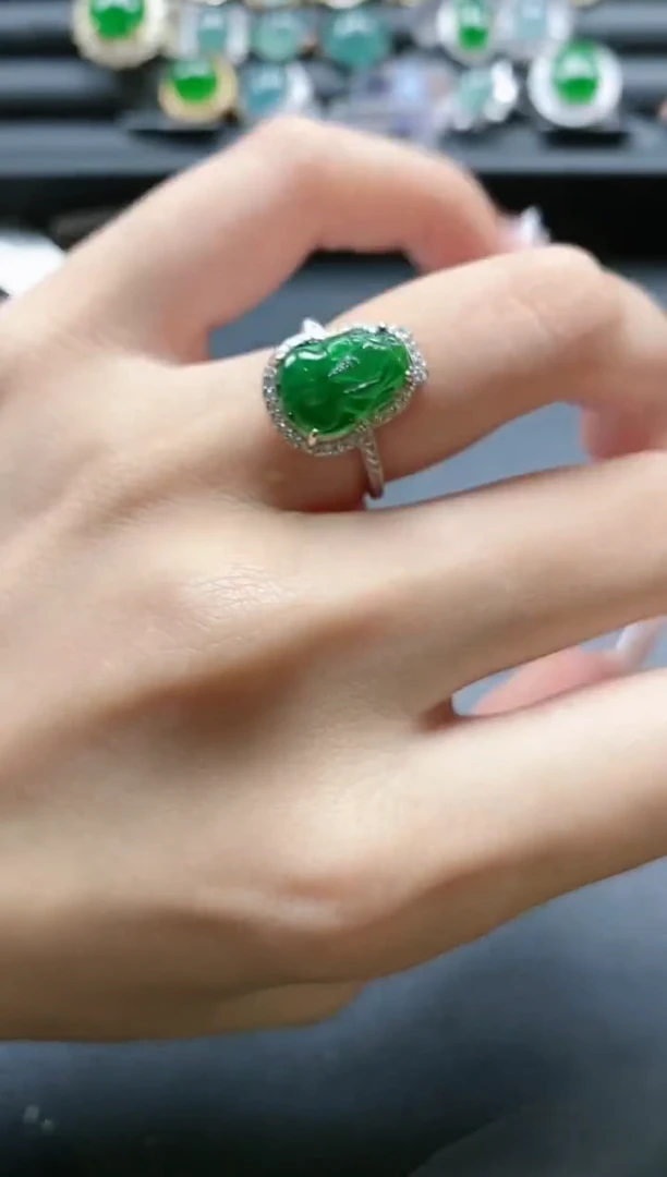 【闪购商品】翡翠戒指银S925镶嵌5151-10