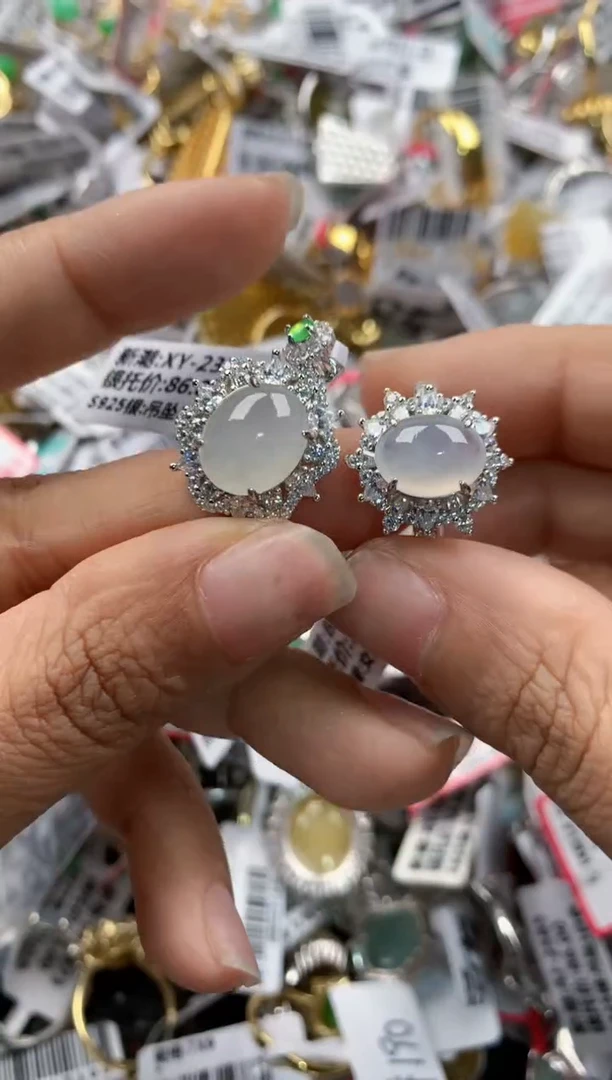 银S925镶嵌戒指翡翠666    7