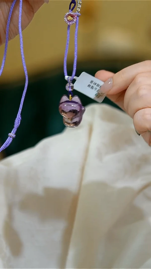 【闪购商品】紫晶项链未镶嵌紫晶狐狸手工绳项链