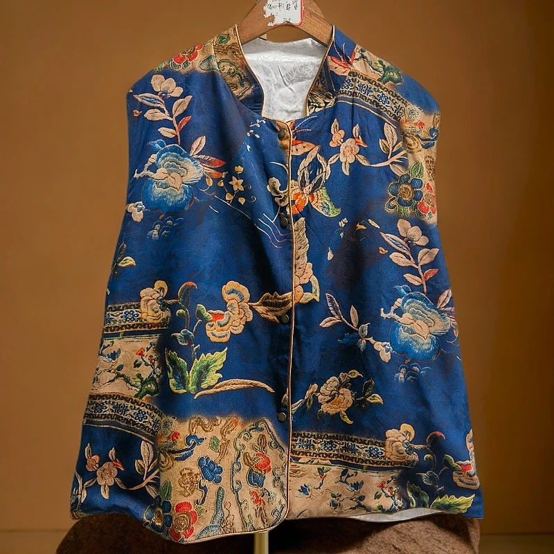 012【巧姐专属】新款国风马夹网红时尚百搭新中式复古双面印花马甲