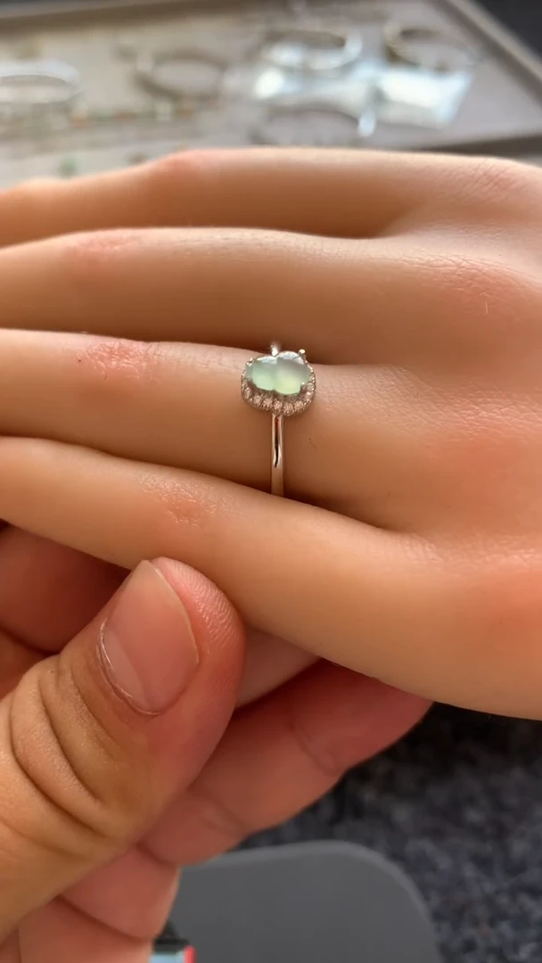 银S925镶嵌翡翠耳饰戒指