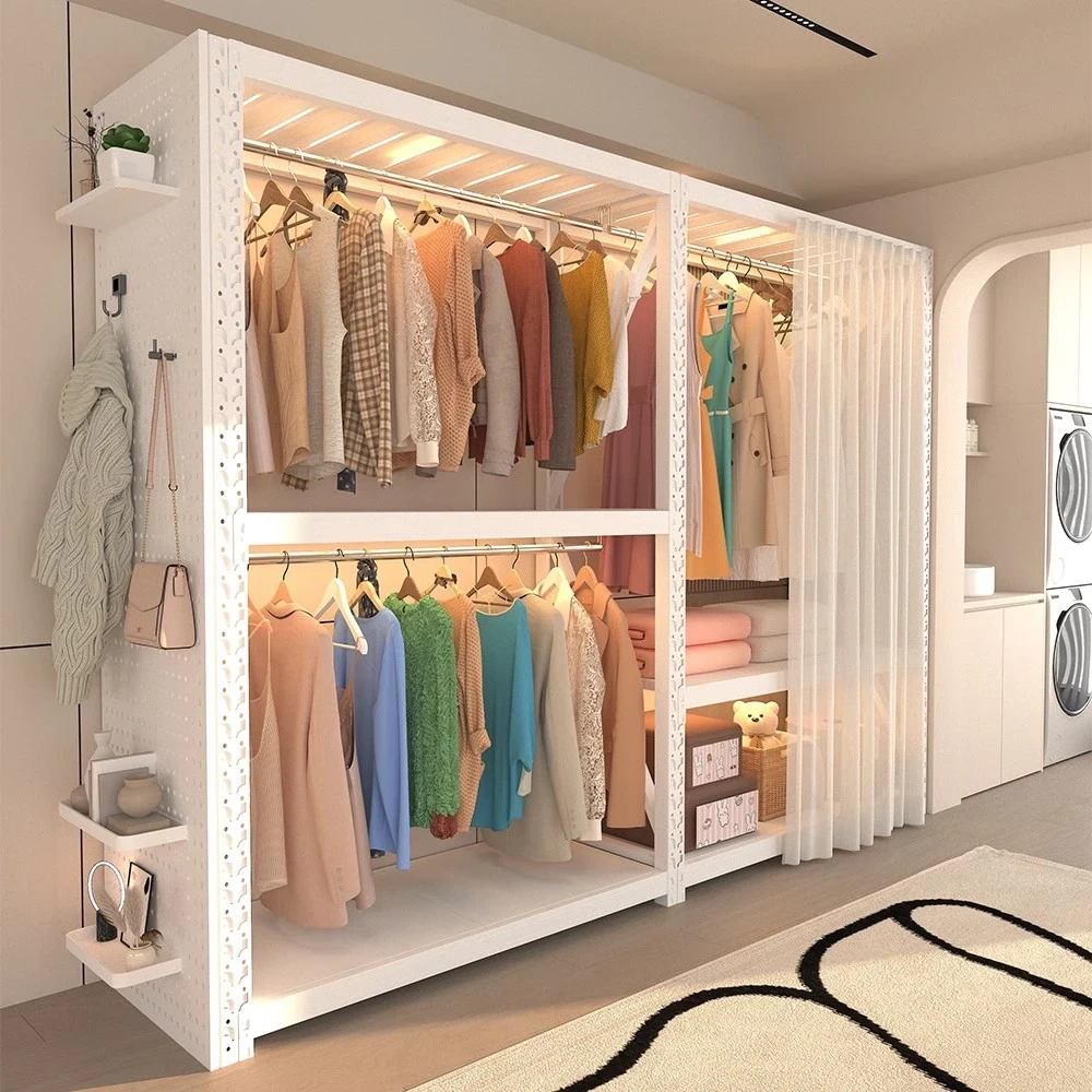 防尘货架衣柜多层收纳衣柜家用简易衣帽架可拆卸易移动储物衣帽架