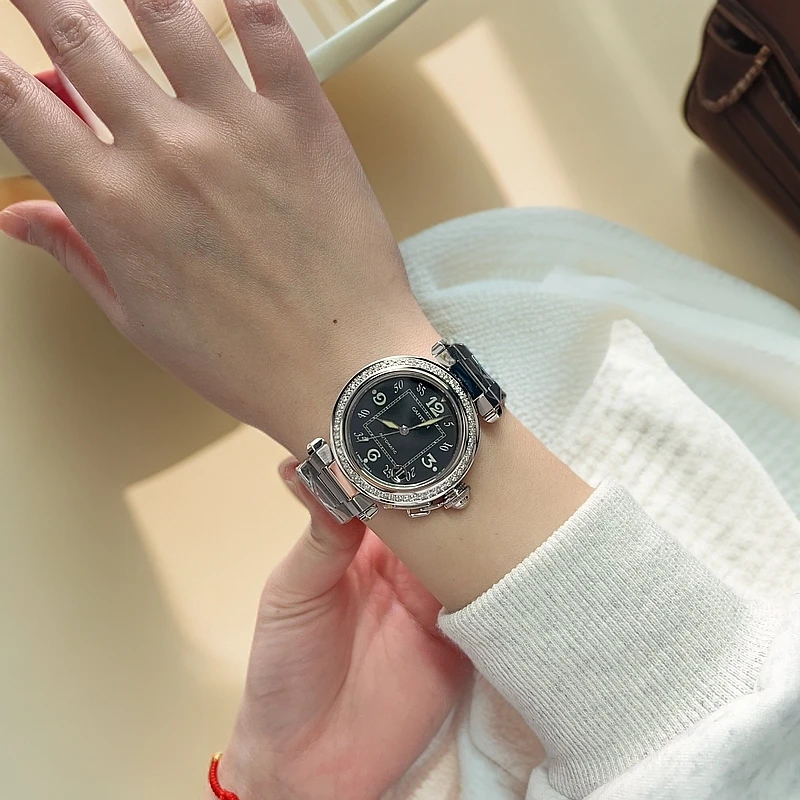 95新 Cartier/卡地亚 35mm帕莎W31043M7精钢后镶钻 机械 男士