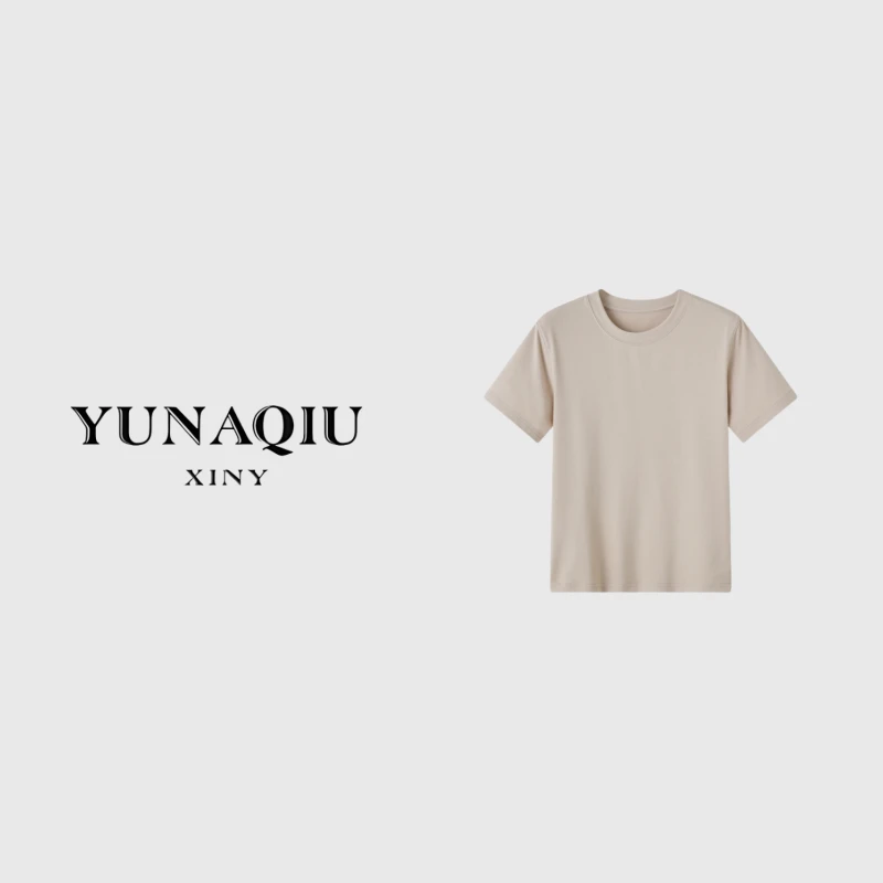 YUNAQIU-夏季舒适设计师圆领休闲T恤百搭简约-8984
