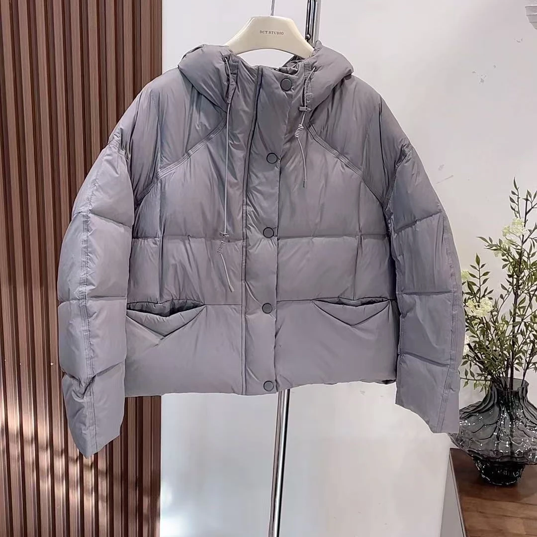 羽绒服-030025-1高级感轻薄短款连帽面包服