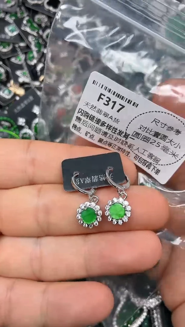 颈饰未镶嵌翡翠F317耳扣