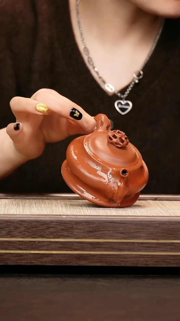 茶壶紫砂小煤窑朱泥 三弯磐石