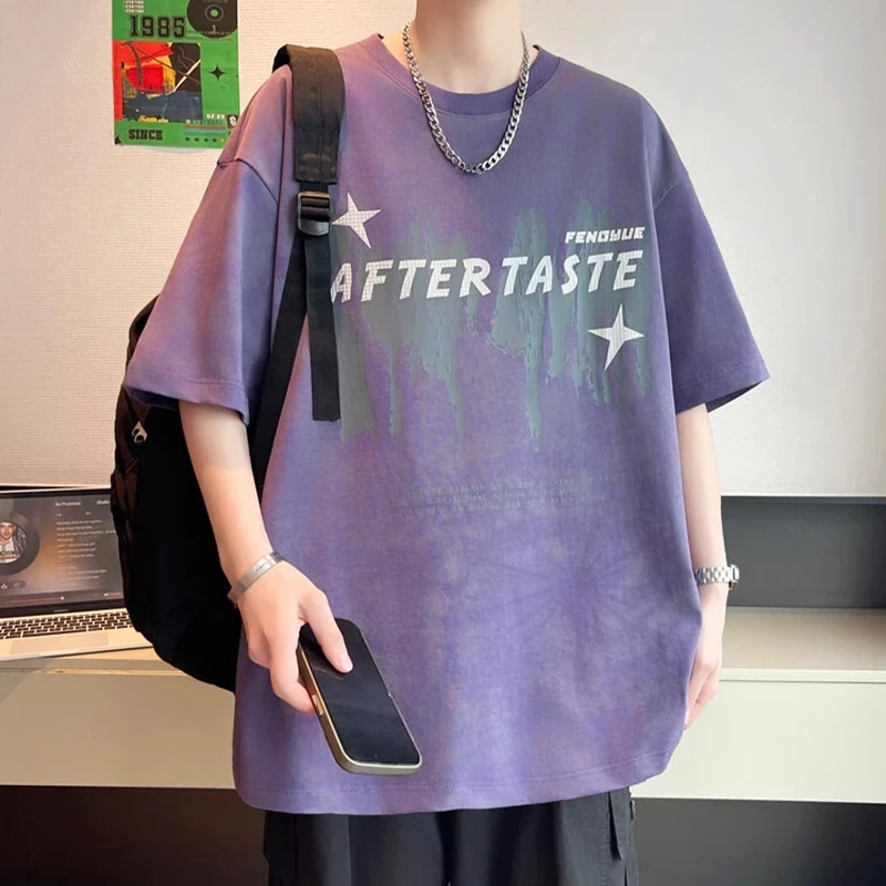 【青少年美式半袖】仓石一树冰丝短袖t恤男夏季宽松五分袖潮流体恤