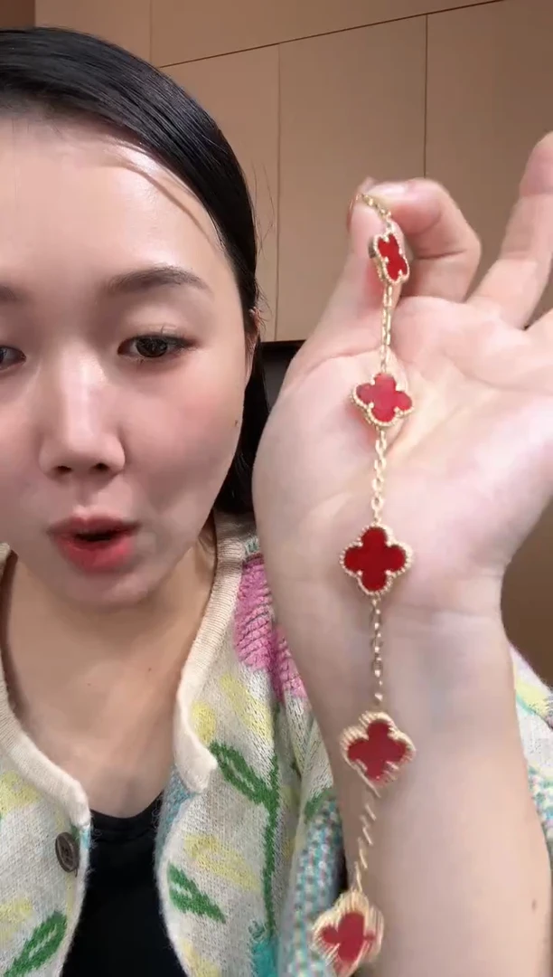 【闪购商品】玛瑙/玉髓手链18K金镶嵌红色k黄，五花手链GHJ