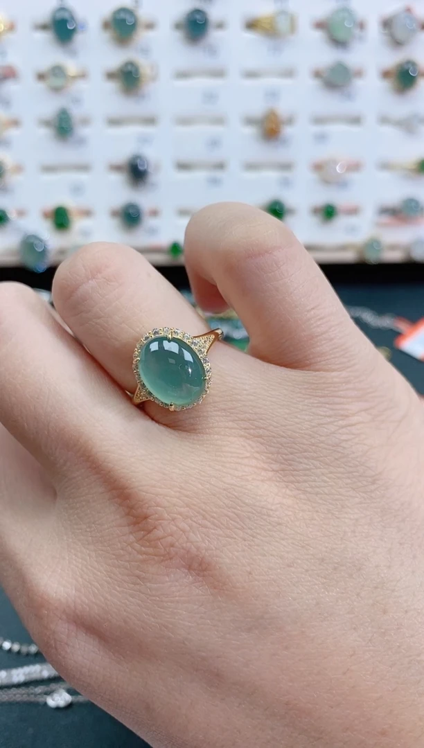 银S925镶嵌戒指翡翠天然翡翠