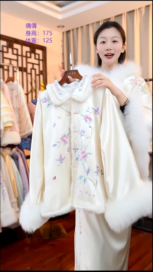 刺绣玫瑰棉服  桑蚕丝非遗苏绣服饰