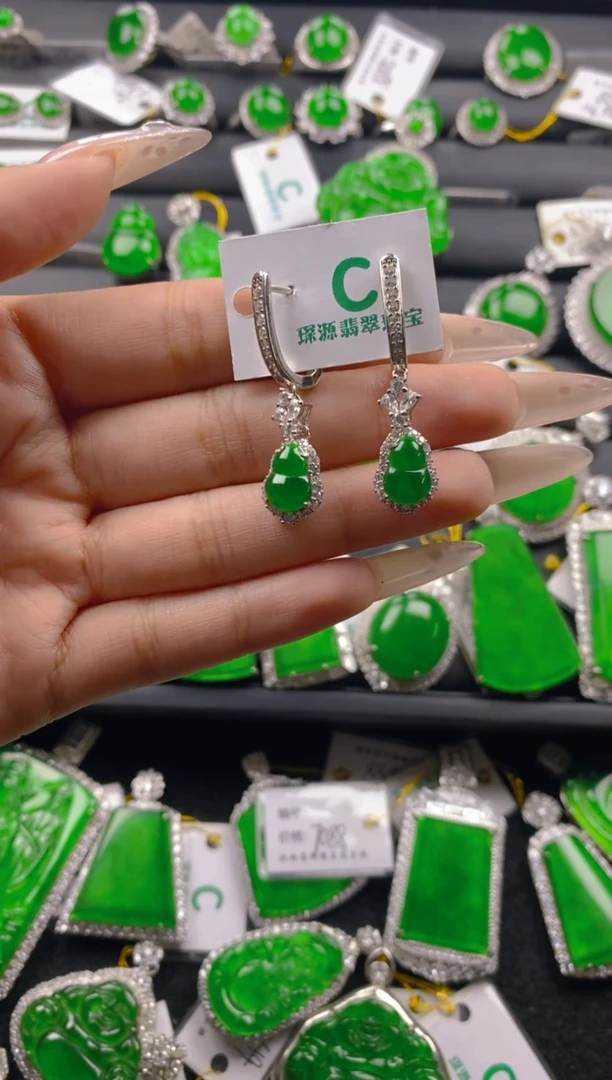 【闪购商品】翡翠耳饰银S925镶嵌11111111