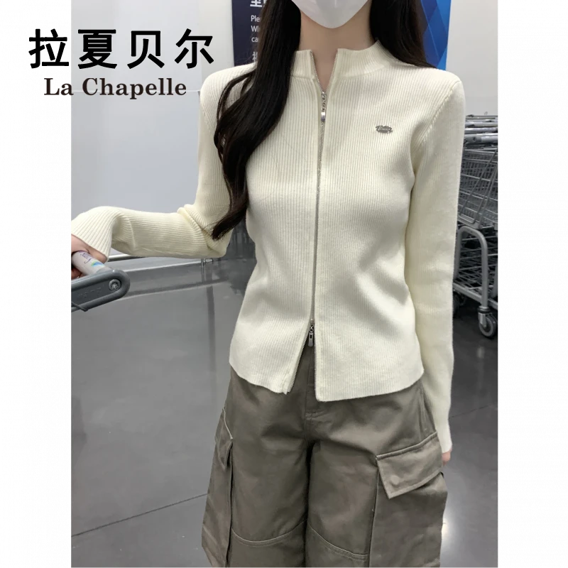 拉夏贝尔韩系ins针织外套女秋装修身显瘦长袖小外搭外穿开衫毛衣