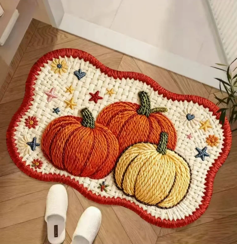 【毛线南瓜】80*100cm立体风硅藻泥防滑地垫卫生间厨房入户通用