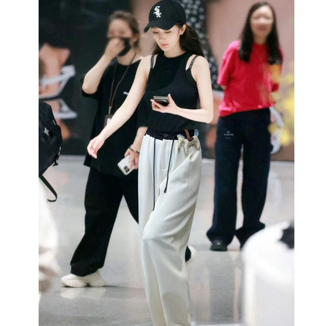 YUYU 新2025柜款马家【四角标飘带休闲裤】撞色长裤 【买1送1】.