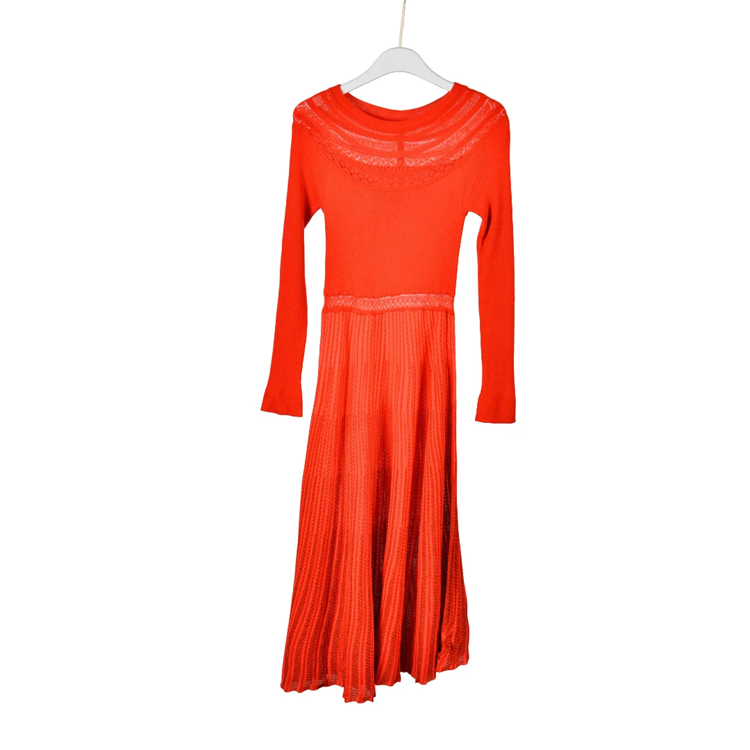 【Y专柜捡漏】时尚女装OKB-毛衫连衣裙I464-大红色正码