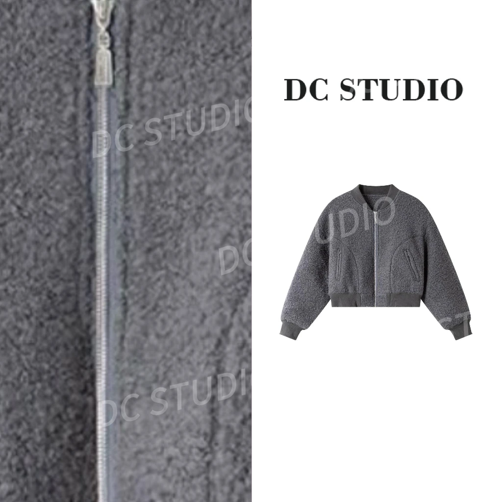 DC STUDIO【银河系】2024冬新款时尚休闲宽松圆领保暖羊毛呢外套