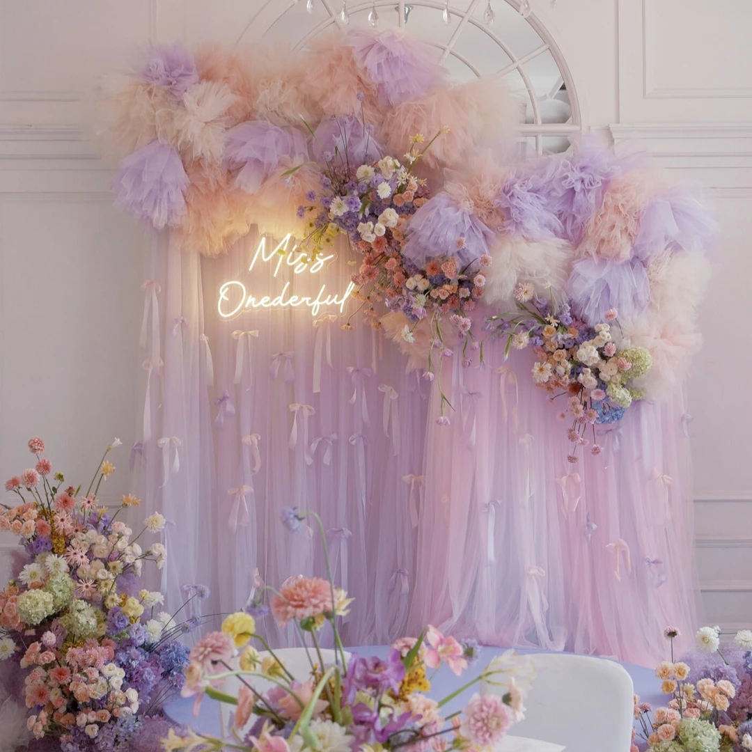 婚礼吊顶纱幔舞台背景瑞士网纱网红小院造景商场氛围装饰软纱